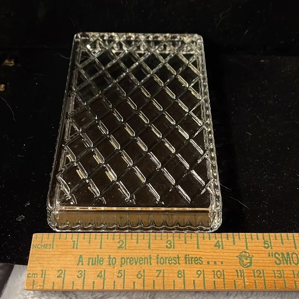 Crystal Cushion Cut Small Vanity Tray- Heavy  Crystal- Pretty
